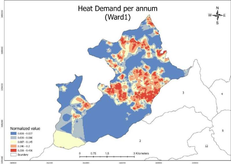 Heat demand map of Panauti Municipality
