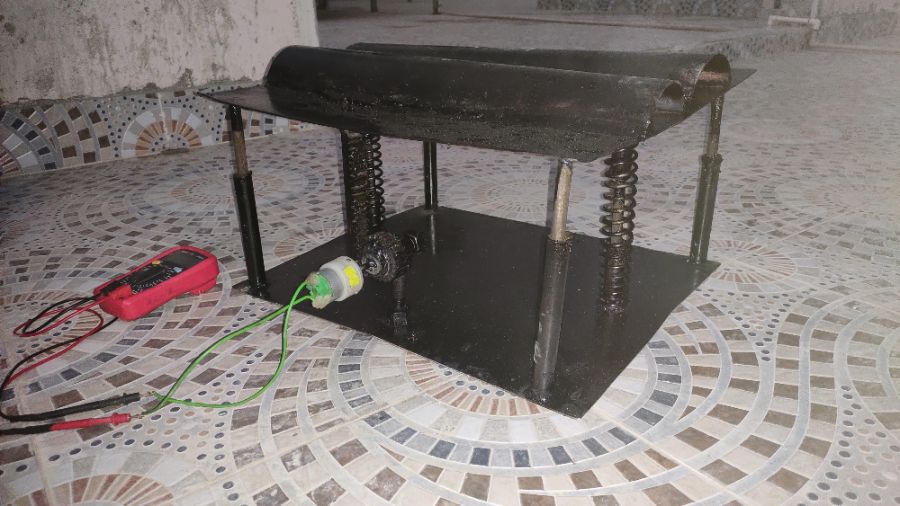 Fabricated speed breaker prototype under test